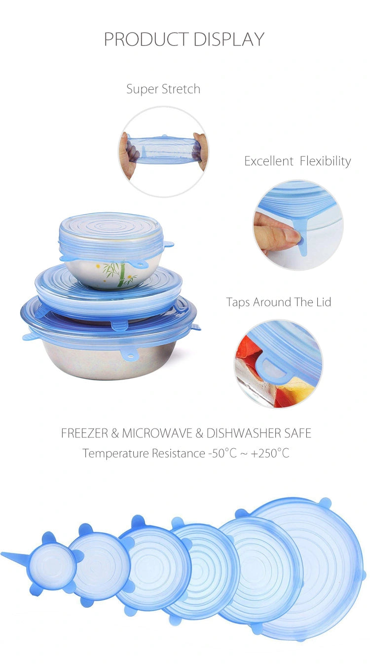 6 Pcs Silicone Stretch Lids